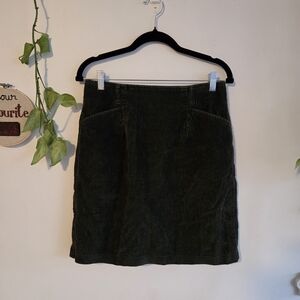Eddie Bauer Dark Green Corduroy Mini Skirt